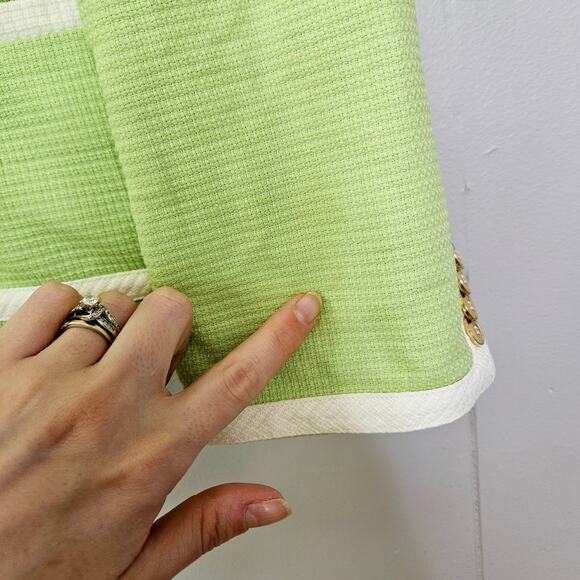 Womens Pendleton Mint Green Gold Button Front Blazer Jacket Cotton Size 14 - Picture 12 of 12